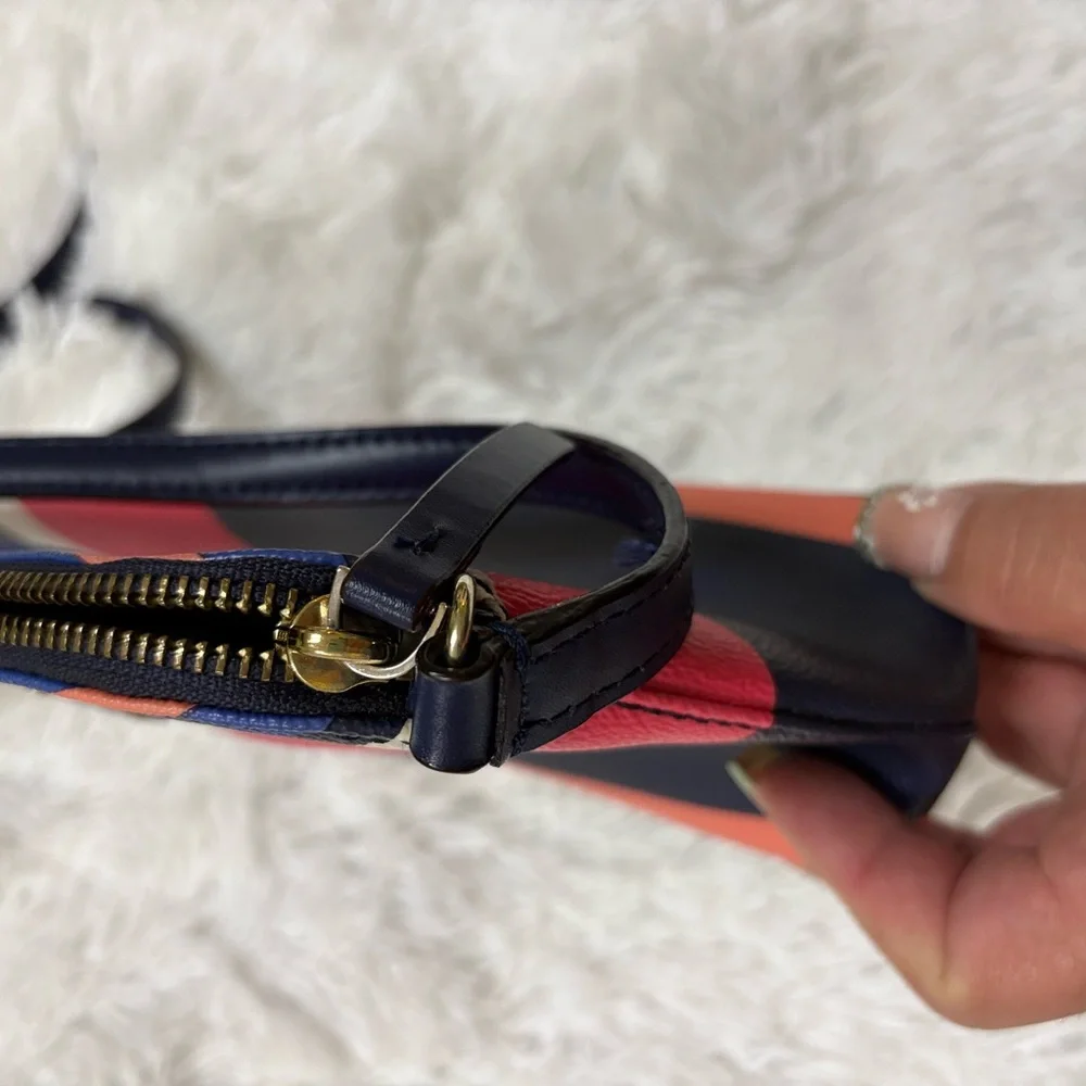 Kate Spade Navy and Pink Striped Crossbody Bag